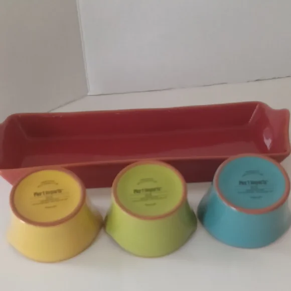 Pier 1 Colorful Ceramic Serving Condiment Set 4 Pc SUL - Picture 3 of 6